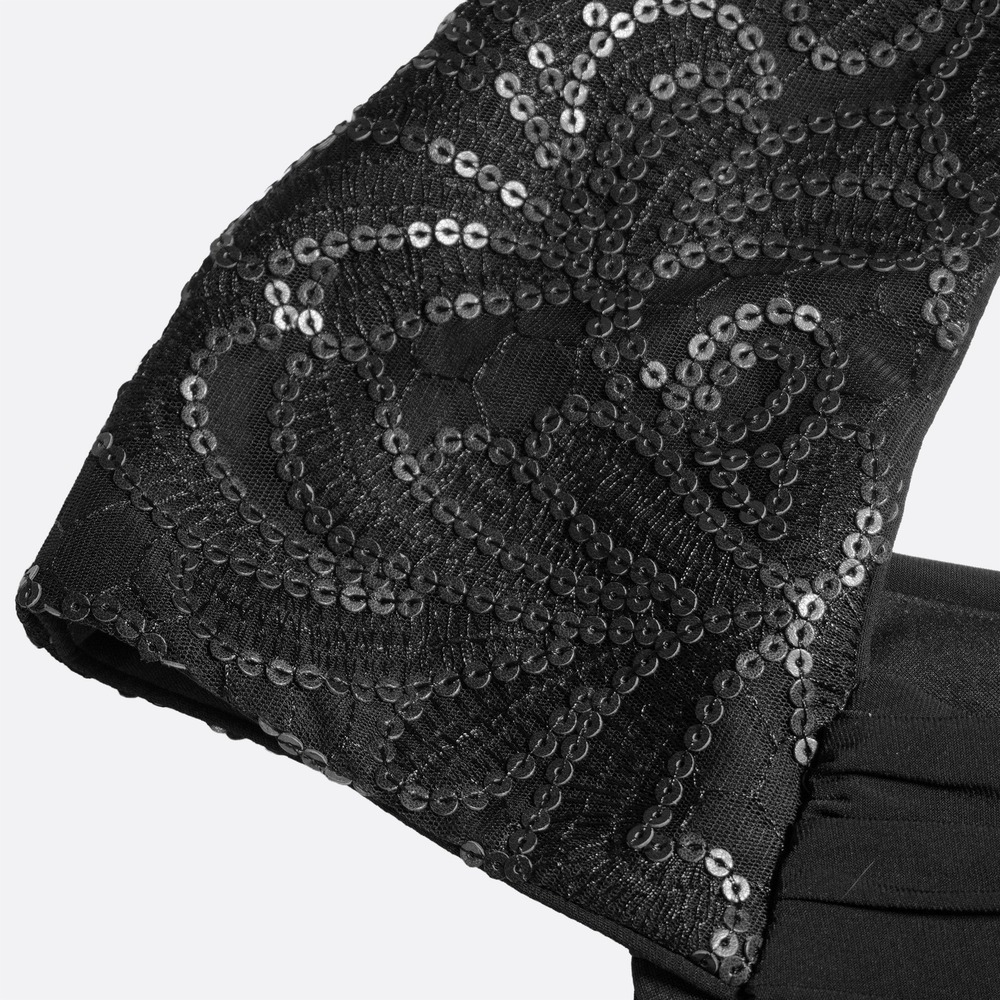 Patra Sequin Cap Sleeve Cocktail Dress 0X L Back Cutout LBD Little Black Dress - Picture 6 of 9